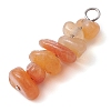Gradient Color Natural Red Aventurine & Natural Sunstone & Natural Topaz Jade Chip Beaded Pendants PALLOY-JF02791-09-4
