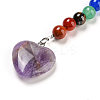 Natural Amethyst Heart Pendant Keychain G-Z033-05P-03-2