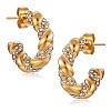 Clear Cubic Zirconia Twist Rope C-shape Stud Earrings JE941A-1