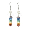 Natural Pearl & Dyed Lava Rock Disc Beaded Dangle Earrings EJEW-JE05563-1