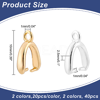 40Pcs 2 Colors Rack Plating Eco-friendly Brass Ice Pick Pinch Bails KK-FH0004-07-1