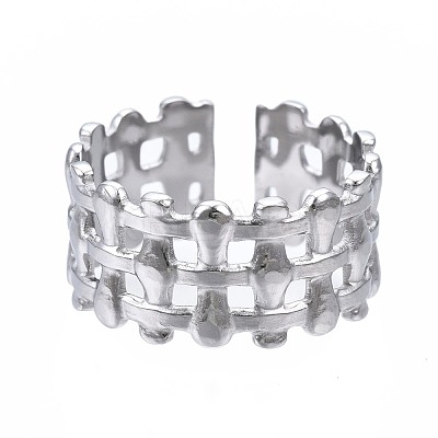 Non-Tarnish 304 Stainless Steel Bar Wrap Open Cuff Ring RJEW-T023-01P-1