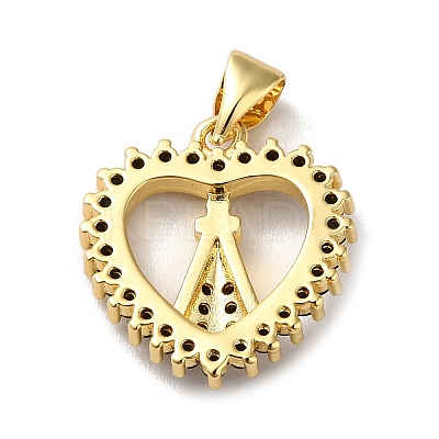 Rack Plating Brass Micro Pave Black Cubic Zirconia Pendants KK-F853-02G-1