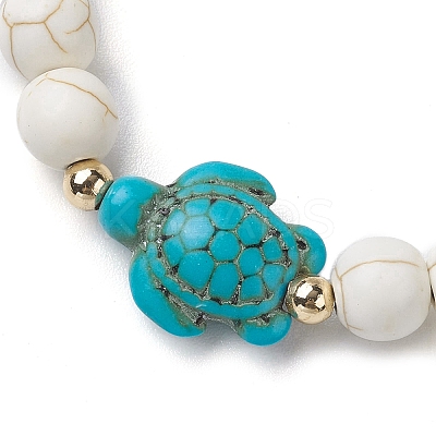 4Pcs Round Natural Amazonite & Lava Rock & Synthetic Turquoise Beaded Stretch Bracelets BJEW-JB10269-1