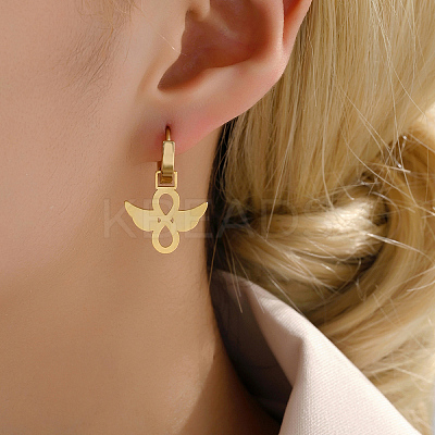 Fashionable 201 Stainless Steel Wing Hoop Earrings OI0836-1