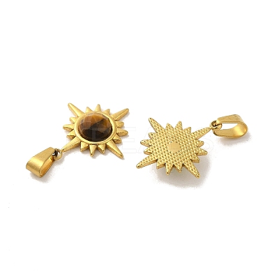 Gemstone Faceted Sun Pendants STAS-P361-02G-1