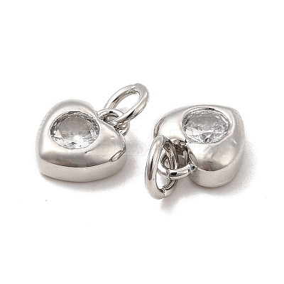 Brass Micro Pave Clear Cubic Zirconia Charms KK-E068-VB235-1