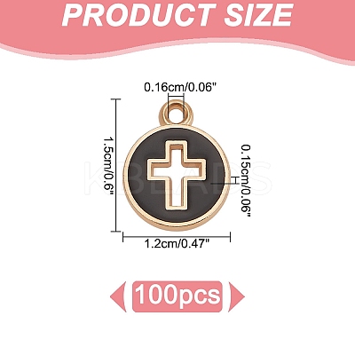 100Pcs Light Gold Plated Alloy Enamel Pendants ENAM-AR0001-75-1