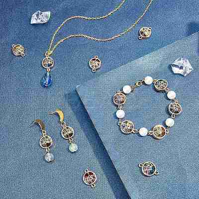 28pcs 7 colors Glass Connector Charms GLAA-PH0002-56P-1