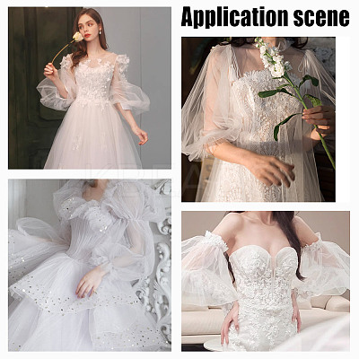 Organza Detachable Mesh Puff Sleeves AJEW-WH0270-359A-1