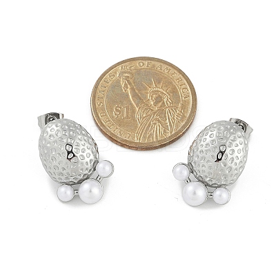 304 Stainless Steel Oval Stud Earrings EJEW-A119-04P-1