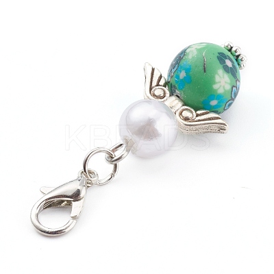 Handmade Flower Pattern Polymer Pendants HJEW-JM00424-1