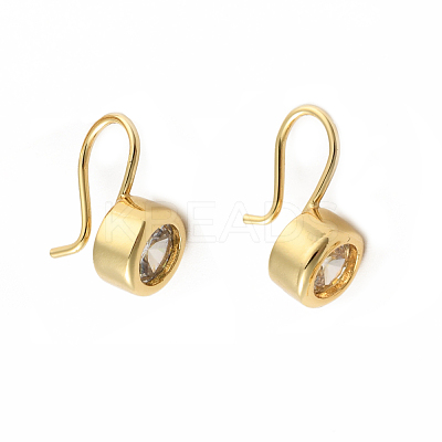 Clear Cubic Zirconia Flat Round Dangle Earrings EJEW-B013-18-1