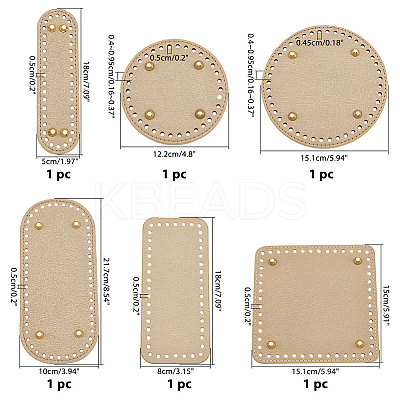 6Pcs 6 Style Flat Round PU Leather Knitting Crochet Bags Nail Bottom Shaper Pad DIY-PH0021-06C-1