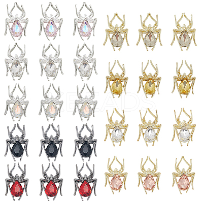 36Pcs 9 Colors Alloy Rhinestone Cabochons FIND-SP0004-45-1