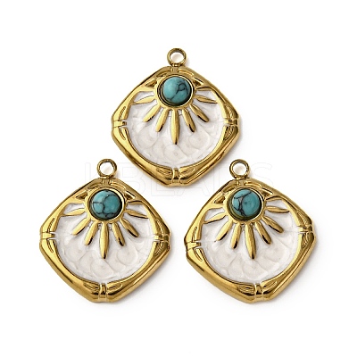 304 Stainless Steel White Enamel Pendants STAS-P406-03G-1