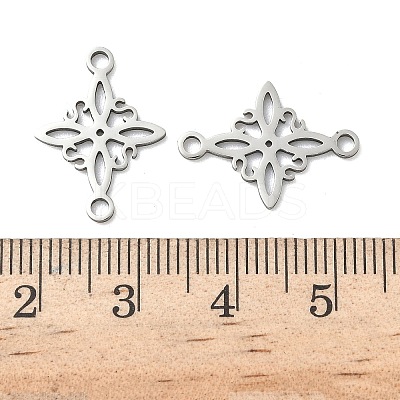 304 Stainless Steel Rhombus Flower Connector Charms STAS-G361-04P-1