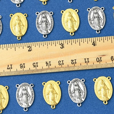 20Pcs 2 Colors Holy Oval Carved Virgin Mary Tibetan Style Alloy Chandelier Component Links TIBE-FS0001-15-1