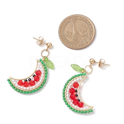 fruits Glass Stud Earrings EJEW-MZ00524-02-1