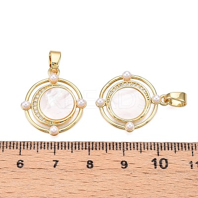 Brass Micro Pave Clear Cubic Zirconia Pendants KK-N254-190G-1