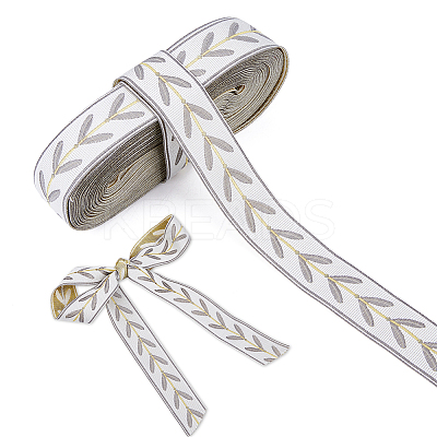 12.75M Polyester Leaf Pattern Ribbon OCOR-DC0001-28A-1