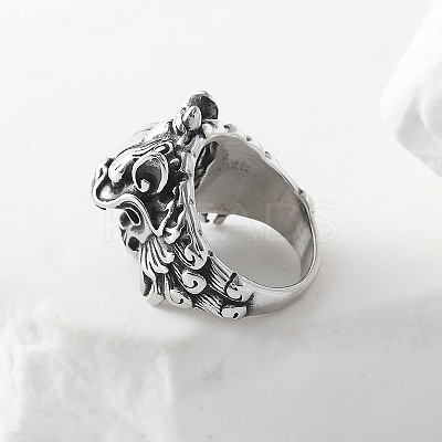 Punk Style 304 Stainless Steel Dragon Finger Rings for Men UN0454-1-1