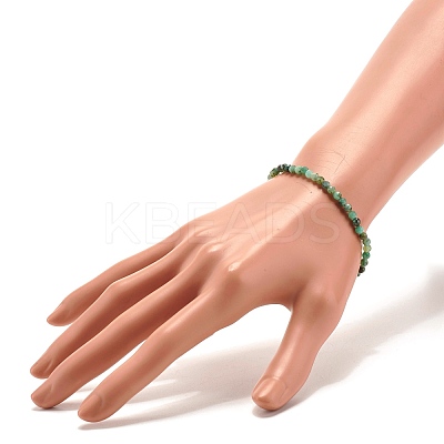 3.5MM Natural Emerald Round Beads Stretch Bracelet for Women BJEW-JB07413-1
