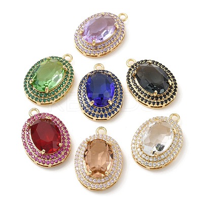 Brass with K9 Glass & Rhinestone Pendants KK-C024-29KCG-1