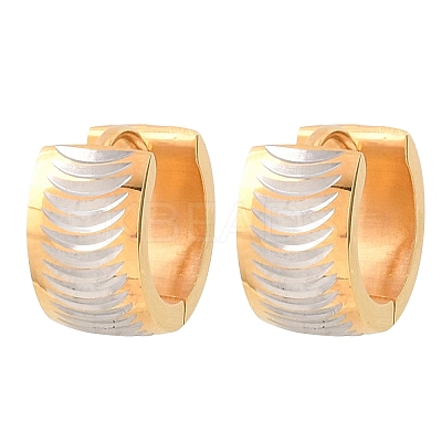 Two Tone 304 Stainless Steel Stripe Hoop Earrings EJEW-L307-04GP-04-1