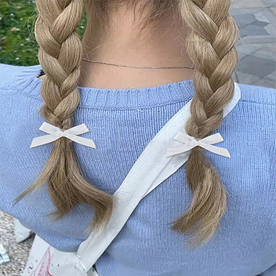 10Pcs Bowknot Polyester Alligator Hair Clips AJEW-LP0008-08A-1