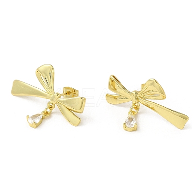Brass Stud Earrings EJEW-D109-01G-1