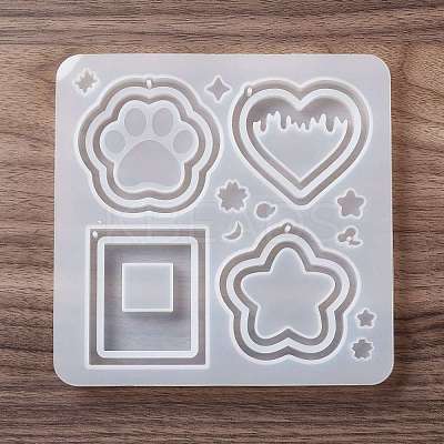 DIY PawPrint & Heart & Star & Rectangle Shaped Pendant Food-grade Silicone Molds SIMO-D001-05-1
