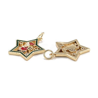 Christmas Themed Brass Micro Pave Cubic Zirconia Pendants X-ZIRC-L101-05G-1