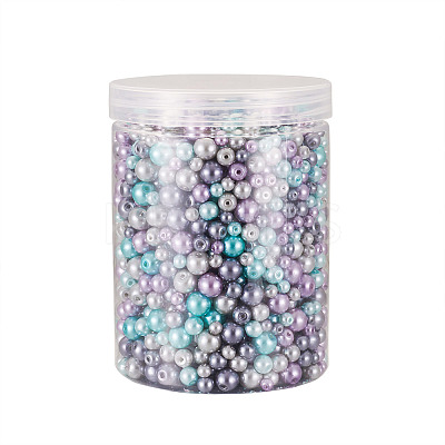 12 Strands 12 Styles Baking Painted Pearlized Glass Pearl Round Bead Strands HY-CW0001-03A-1
