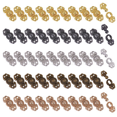 50Pcs 5 Colors Flower Alloy Snap Lock Clasps FIND-GL0002-03-1