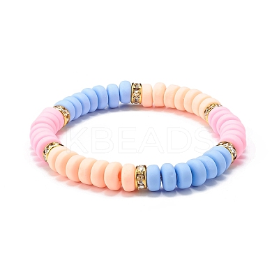 Handmade Polymer Clay Beads Stretch Bracelet for Kid BJEW-JB06870-1