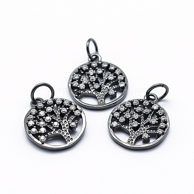 Brass Micro Pave Cubic Zirconia Charms ZIRC-L070-06B-1