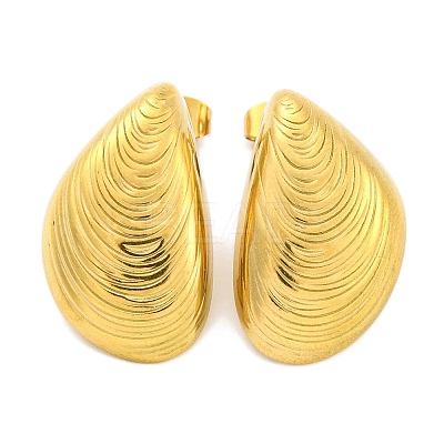 Shell Shapes Ion Plating(IP) 304 Stainless Steel Stud Earrings EJEW-H013-14G-1