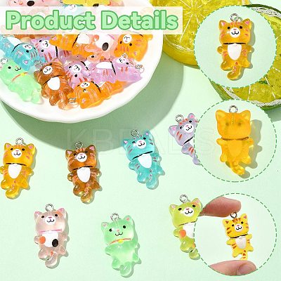 70Pcs 7 Colors Luminous Transparent Resin Pendants FIND-CJ0004-53-1