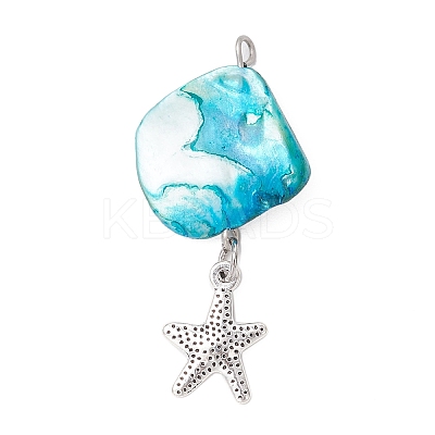 5Pcs 5 Styles Natural Freshwater Shell Dyed Nuggets Pendants PALLOY-JF04157-1