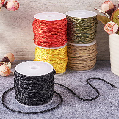 5 Rolls 5 Colors Nylon Braided Cord Ropes NWIR-PJ0001-01-1