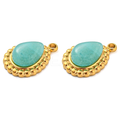 Natural Amazonite 304 Stainless Steel Teardrop Charms LS-G-D075-01G-03-1