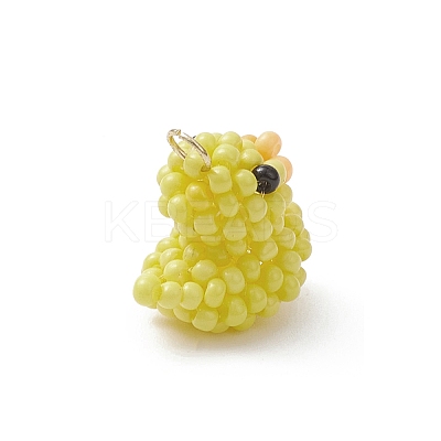 Glass Seed Beaded Duck Charms PALLOY-MZ01133-01-1