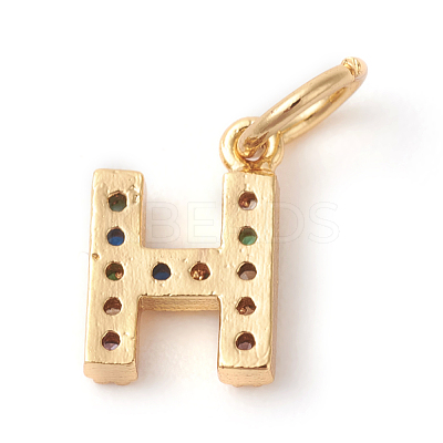 Brass Micro Pave Colorful Cubic Zirconia Charms ZIRC-F092-01-H-1