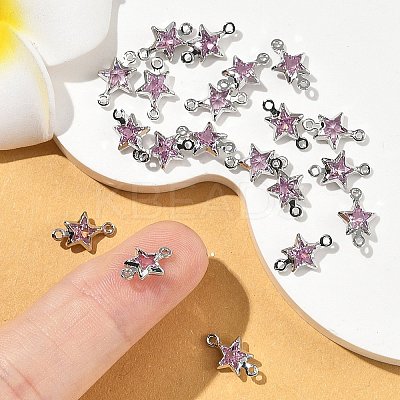 SHEGRACE Brass Pave Cubic Zirconia Star Connector Charms XGRQ2O212-441B-P-1