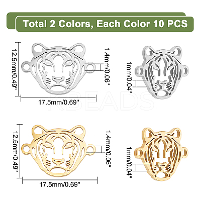 20Pcs 2 Colors 201 Stainless Steel Connector Charms STAS-DC0009-24-1