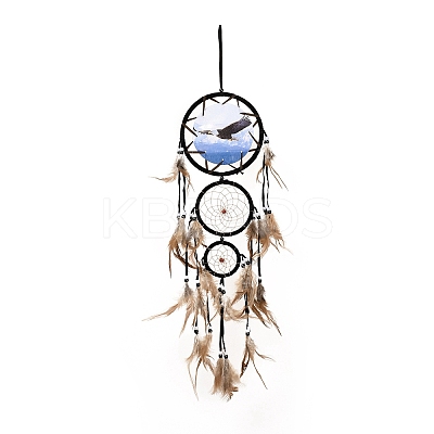 Indian Style ABS Woven Web/Net with Feather Pendant Decorations AJEW-B016-04A-1