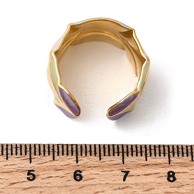 304 Stainless Steel Enamel Open Cuff Rings RJEW-L335-02D-G-1