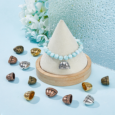 32Pcs 4 Colors Tibetan Style Alloy Bead Cones FIND-DC0003-96-1