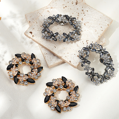 4Pcs 2 Styles Flower Brass Rhinestone Shoe Decorations AJEW-GA0006-94A-1